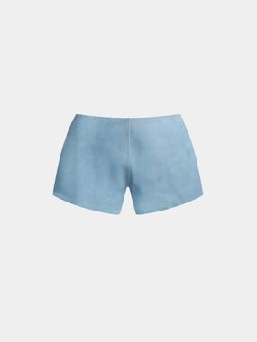 By Gianna Light Blue Faux-Leather Micro Shorts
